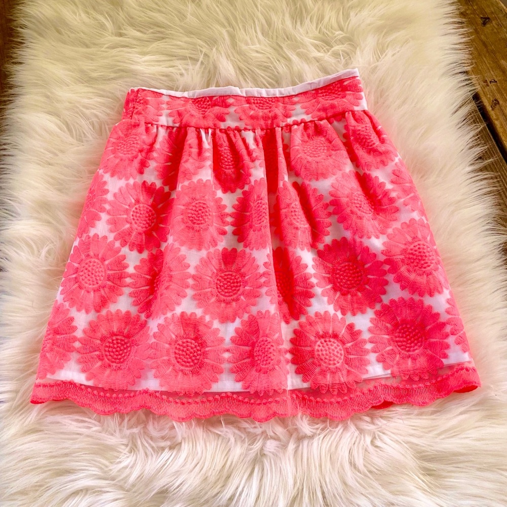 ~Blue Rain~ Neon pink and white sunflower skirt